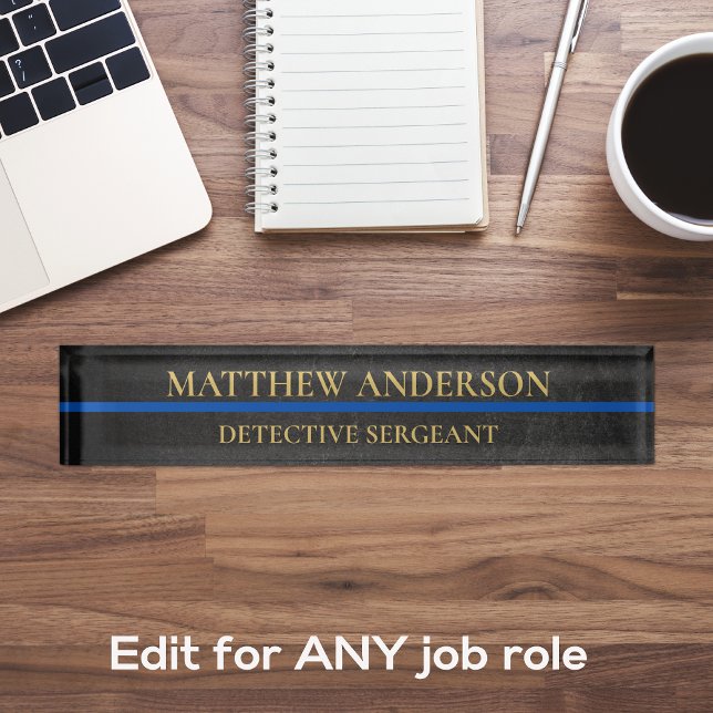 Police Sergeant Desk Plaque rouge mince (Créateur téléchargé)