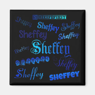 Polices Sheffey - Bleu sur aimant noir