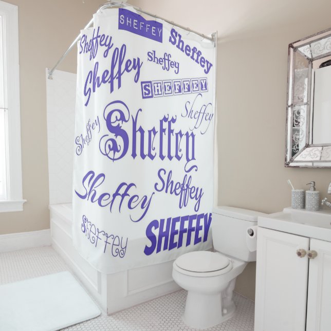 Polices Sheffey Violet - Rideau de douche 9570 (En situation)