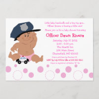 POLICIER COop GIRL Baby shower Invitation 5x7