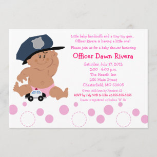 POLICIER COop GIRL Baby shower Invitation 5x7