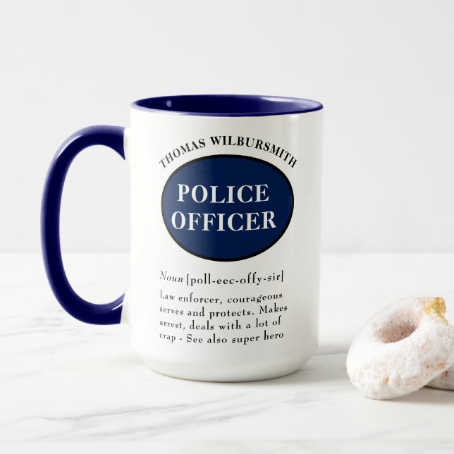 Policier personnalisé Définition Mug (Avec donut)