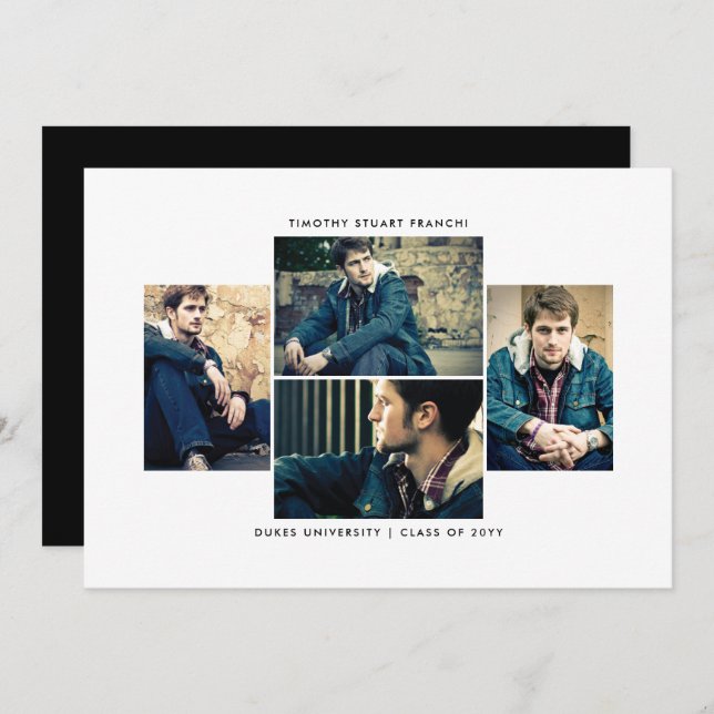 Polished 4 Photo Graduation Faire-part (Devant / Derrière)