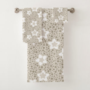 Polka beige point rétro avec étoiles et fleurs