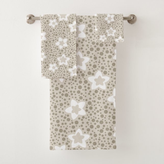 Polka beige point rétro avec étoiles et fleurs (En situation)
