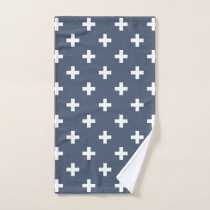 Polka blanche croise sur bleu-gris