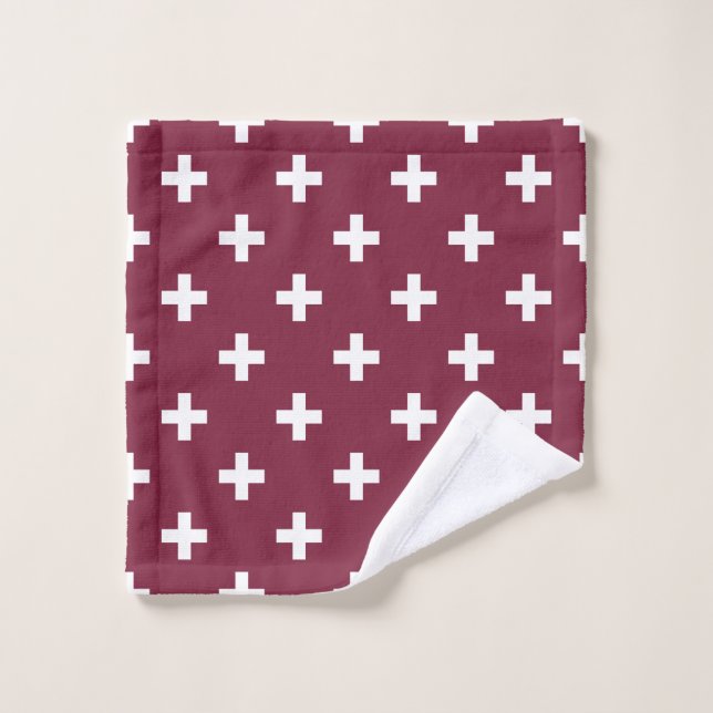 Polka blanche croise sur mûrier (Gant de toilette)