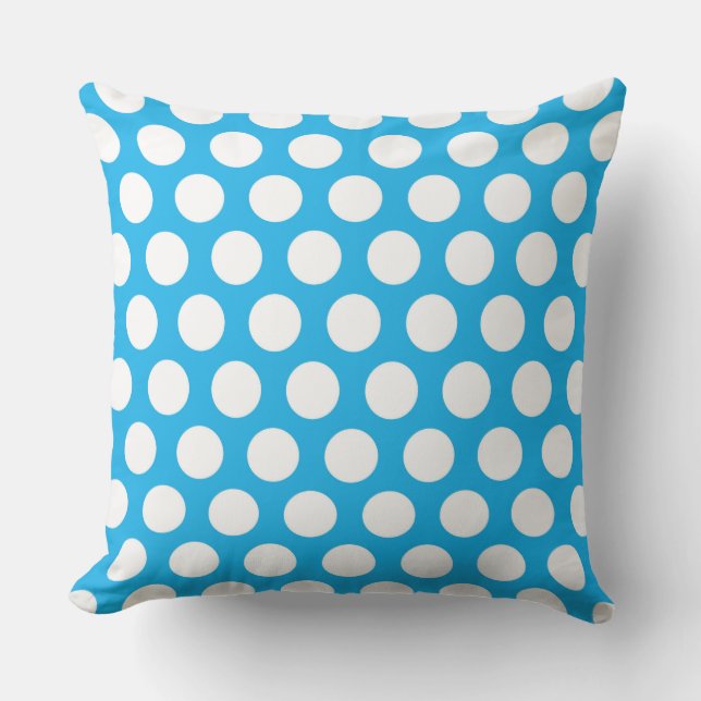 Polka bleu et blanc pointillé Coussin extérieur (Recto)