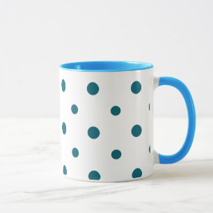 Polka bleu foncé sur mesure sur Mug de café blanc