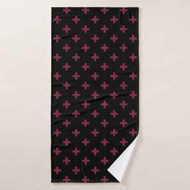 Polka de mûre croise sur le noir (Serviette de bain)