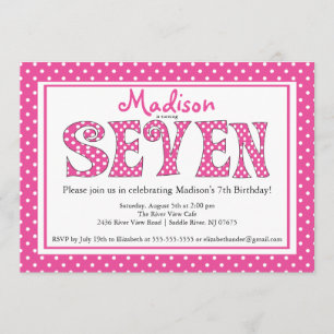 Polka Dot Alphabet 7e anniversaire Invitation à la