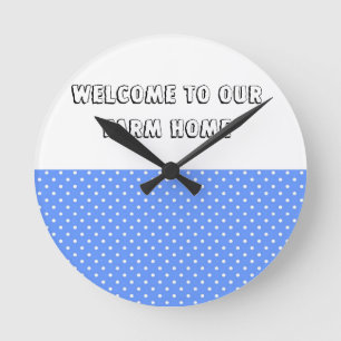 Polka Dot Bleu et blanc ferme Horloge