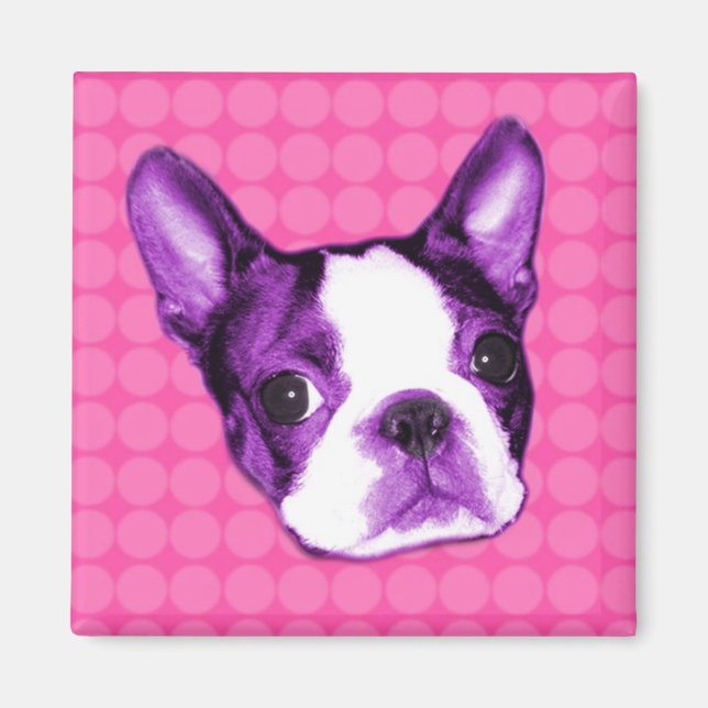 Polka Dot Boston Terrier Magnet (Devant)