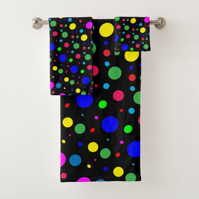 Polka Dot Bulle Motif Serviettes de bain (En situation)