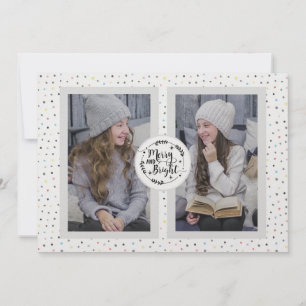 Polka Dot Deux Photo Carte de Noël Blanc