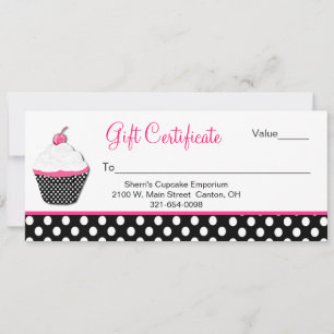 Polka Dot et Cupcake Business Cadeau Certificat