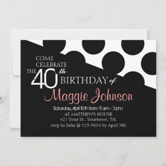 Polka Dot Invitation moderne 40e anniversaire