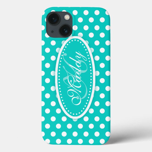 Polka dot nommé turquoise aqua coque ipad (Verso)