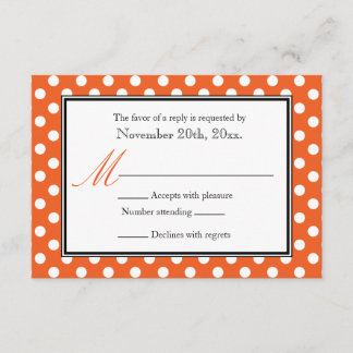 Polka Dot Orange et Blanc RSVP Cartes de réponse