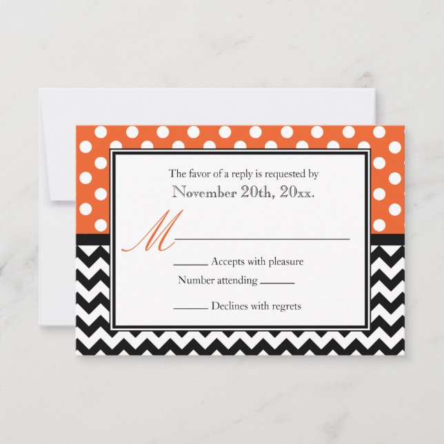 Polka Dot Orange et Chevron Cartes de Réponse (Devant)