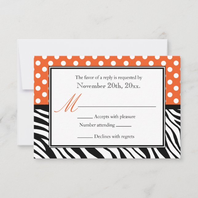 Polka Dot Orange & Zebra Imprimer les cartes de ré (Devant)