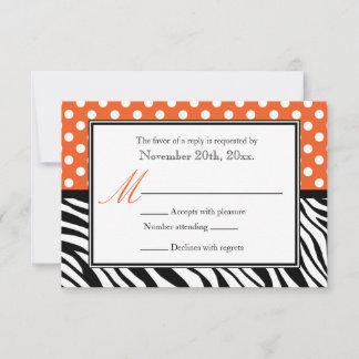 Polka Dot Orange & Zebra Imprimer les cartes de ré