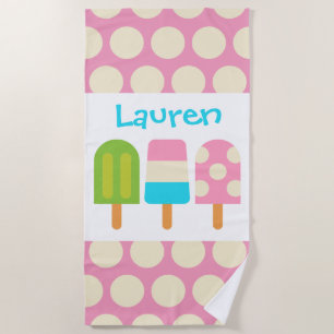 Polka Dot Popsicles Serviette de plage personnalis
