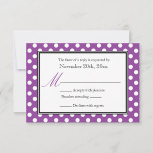 Polka Dot Purple & Blanc RSVP Cartes de réponse