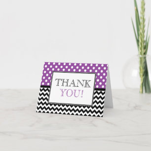 Polka Dot Purple & Chevron Carte de remerciements