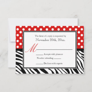 Polka Dot Red & Zebra Print Cartes de réponse
