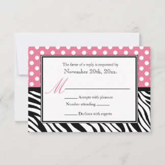 Polka Dot Rose et Zebra Imprimer Cartes de réponse
