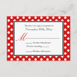 Polka Dot Rouge et Blanc RSVP Cartes de réponse