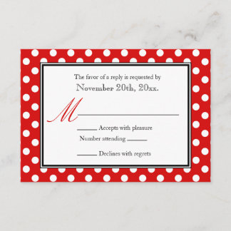 Polka Dot Rouge et Blanc RSVP Cartes de réponse