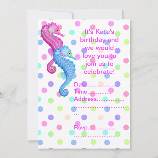 POLKA DOT SEAHORSE INVITATION PARTI (Devant)