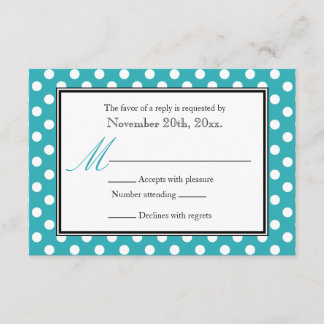 Polka Dot Turquoise & Blanc RSVP Cartes de réponse