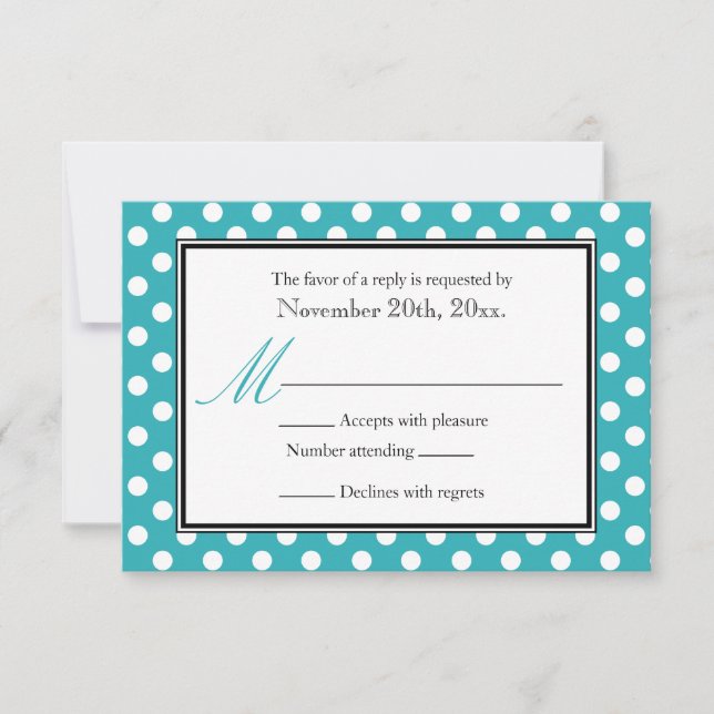 Polka Dot Turquoise & Blanc RSVP Cartes de réponse (Devant)