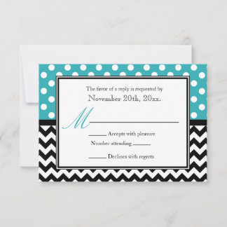 Polka Dot Turquoise & Cartes de Réponse Chevron
