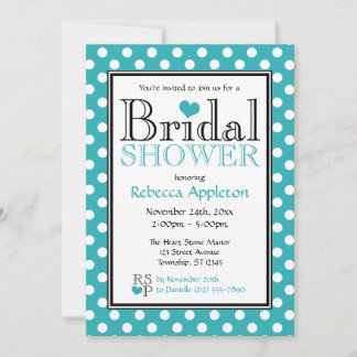 Polka Dot Turquoise Coeur nuptiale Invitation