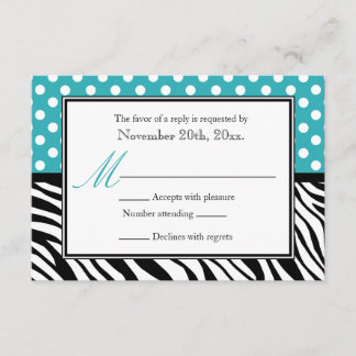 Polka Dot Turquoise & Zebra Imprimer Cartes de Rép