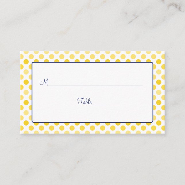 Polka Jaune Point Marine Bleu Mariage Cartes de Pl (Devant)