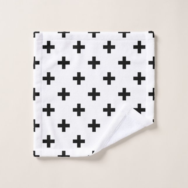 Polka noire croise sur blanc (Gant de toilette)