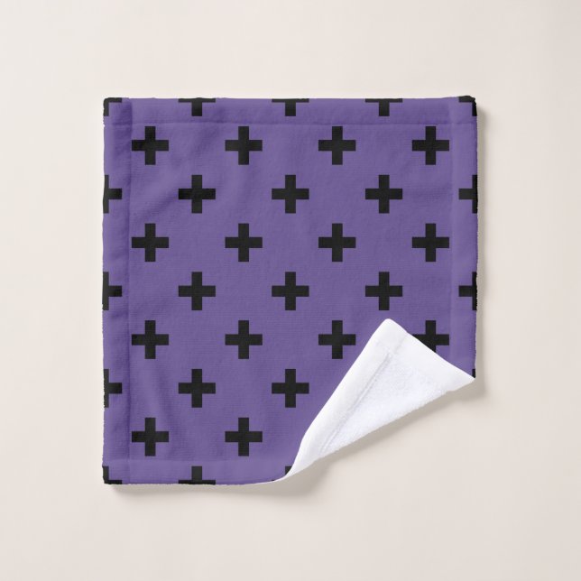 Polka noire croise sur ultra violet (Gant de toilette)