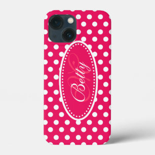 Polka point personnalisé rouge rose blanc coque ip