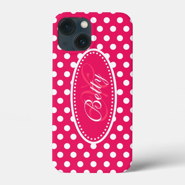 Polka point personnalisé rouge rose blanc coque ip (Verso)