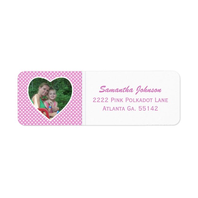 Polka-point rose et blanc : Stickers d'adresses en (Devant)