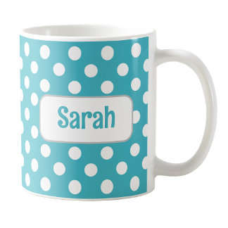 Polka Pot Mug Turquoise Personnalisée