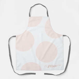 Polka rose pâle point simple tablier personnalisé