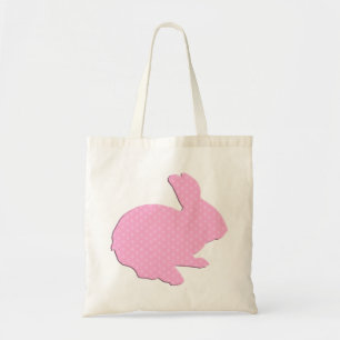 Polka rose point Silhouette Sac fourre-tout lapin
