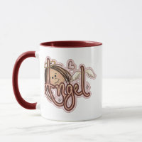 Polka rose pointillé Angel Coeur Ringer Coffee Mug