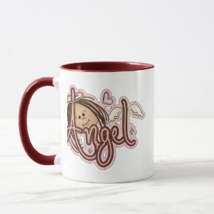 Polka rose pointillé Angel Coeur Ringer Coffee Mug